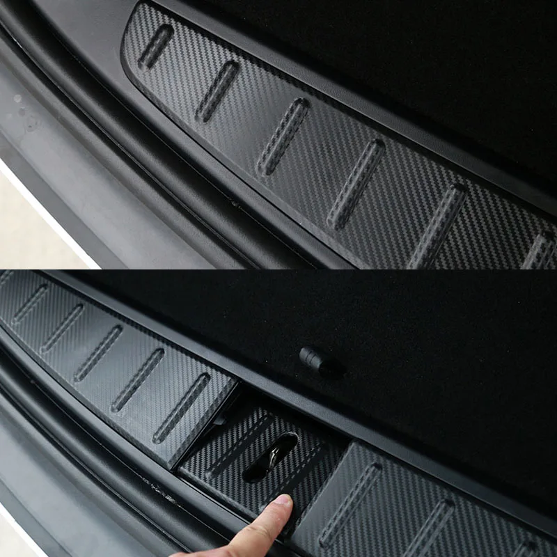 for Tesla Model X 2023 2022 Accessories Rear Trunk Sill Bar Protector Cover ModelX Anti-Scratch Guard Carbon Fiber Pattern Parts