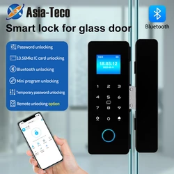 Cerradura de puerta de vidrio, puerta corredera, Bluetooth, HAHA-Lock, aplicación móvil, cerradura biométrica con huella dactilar, tarjeta IC, cerradura electrónica Digital