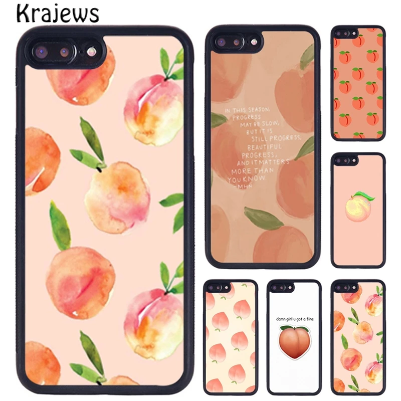 Krajews Peaches Aesthetic TPU Phone Case For iPhone 16 15 14 X XR XS 11 12 mini 13 Pro MAX Plus cover shell coque