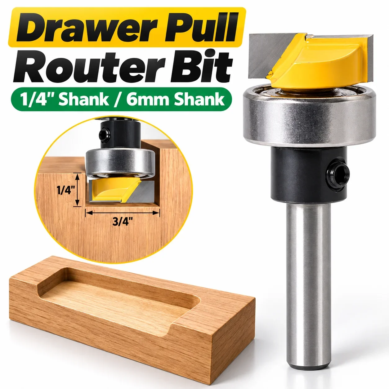 4Pcs 6mm Shank Flush Trim Router Bit Set With Bearing Template Pattern Milling Cutter For Woodworking Cabinet Furniture Trimming