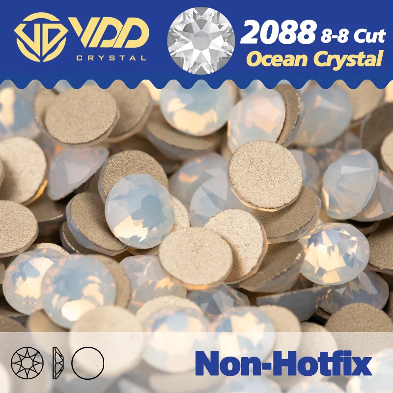 VDD 044 White Opal  2088 Non-hotfix Rhinestones High Quality AAAAA 8 Big 8 Small Glass Crystal Flatback Strass Stones