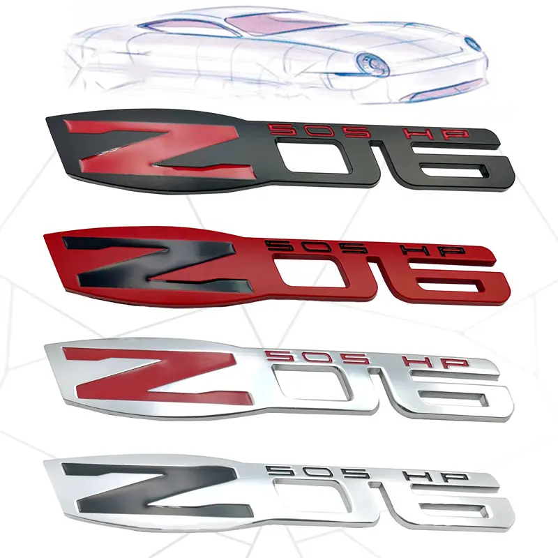 Metal 3D Car Sticker Z06 505HP Logo Badge Decals Emblem For Silverado Volt Corvette C6 407 Blazer SONIC Auto Accessories