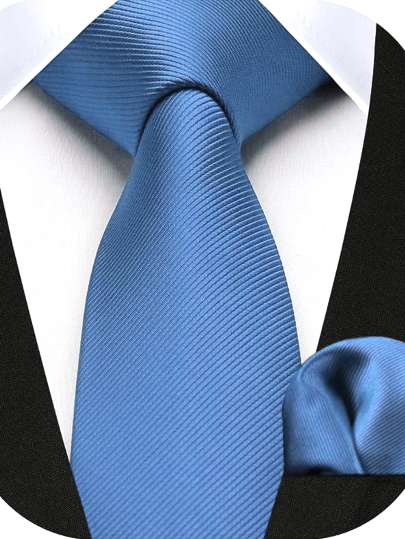 JEMYGINS Herren-Krawatte, schmal, einfarbig, 6 cm, Seidenkrawatte, Einstecktuch-Kombi-Set, geeignet für Herren, Geburtstagsgeschenke, Hochzeiten, Business – Detail 14