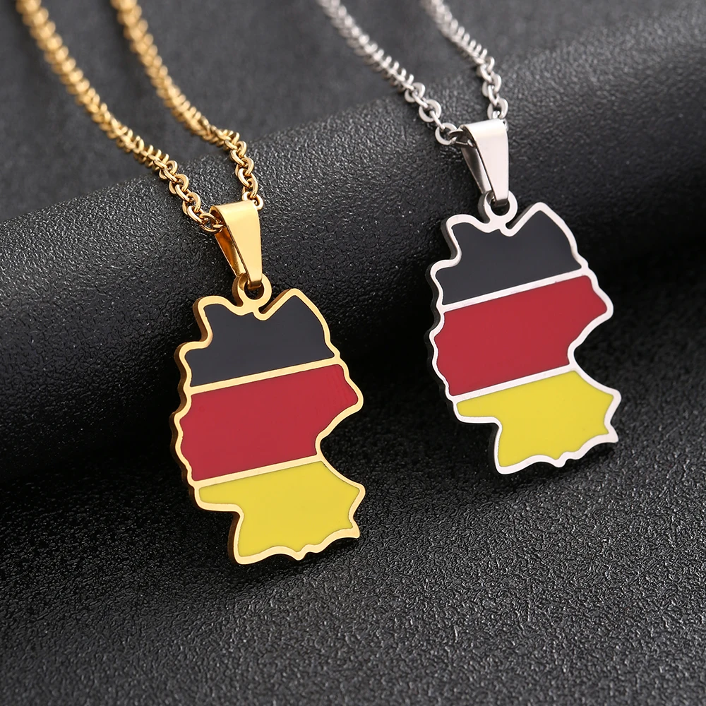 New Germany Map Flag Pendant Necklace Stainless Steel Gold/Silver Color Deutschland Men Women Maps Jewelry Gift