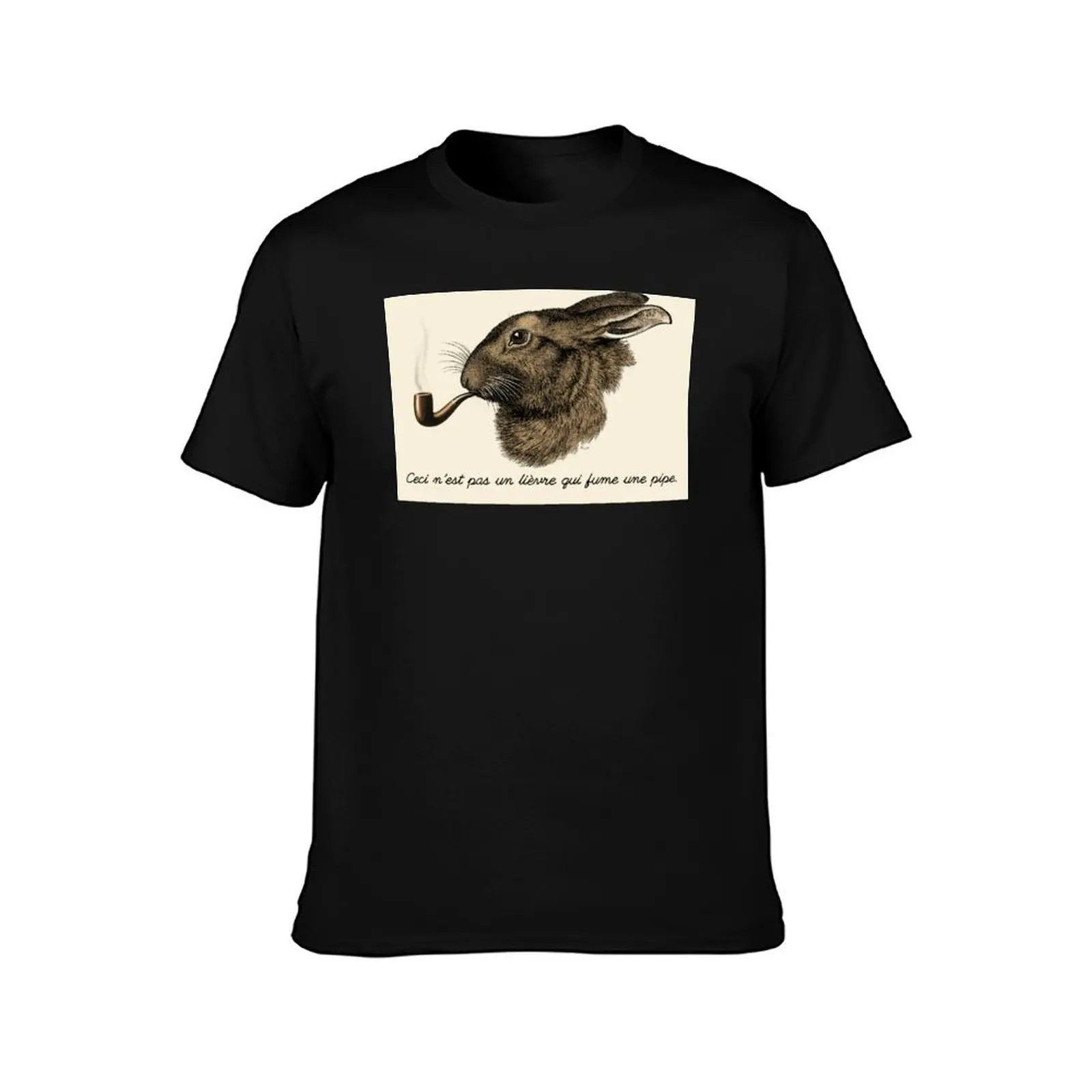 This is not a hare smoking a pipe. - Magritte Parody T-Shirt Summer Casual Cotton Tee Oversized Streetwear Tops 100% Cotton