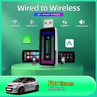 New 2 in 1 Mini Carplay Wireless Adapter seamless integration Android Auto For Apple USB Type-C Dongle in car For Citroen C1