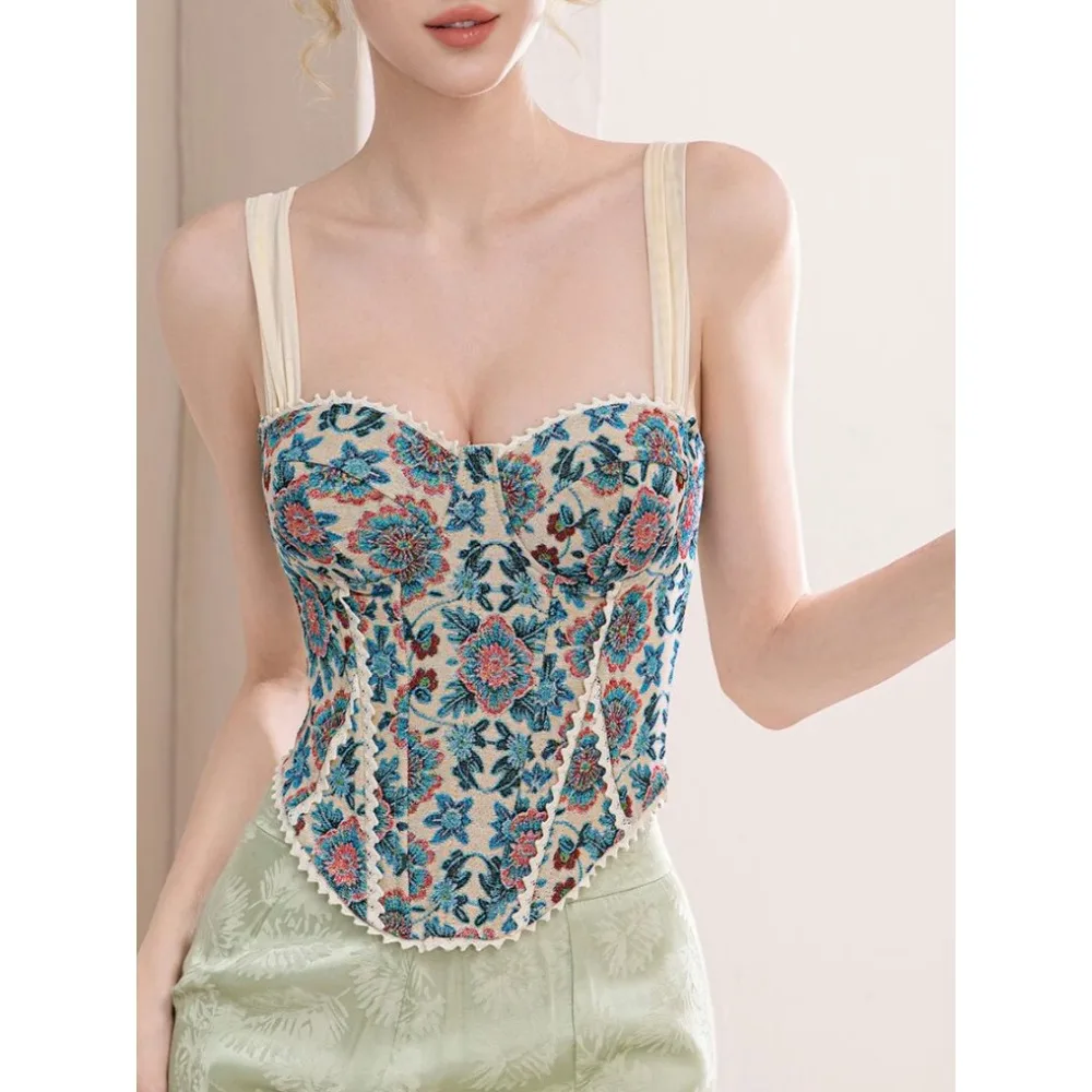 Ladies Jacquard Fishbone Cami S-L, Elegant Slim Waist Sleeveless Tank Top, Chic Design Camisole Vest for Inner Outer Daily Wear