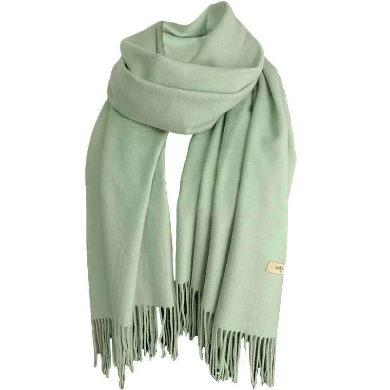 38 Color Solid Thick Cashmere Scarf for Women Large 70-200cm Pashmina Winter Warm Shawl Wraps Bufanda Female with Tassel Scarves