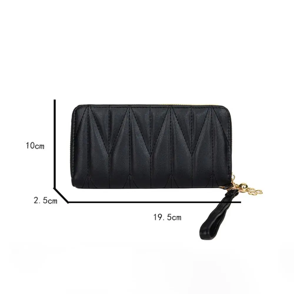 Mode Kaarthouder Lange Portemonnee Rits Pu Lederen Portemonnee Met Polsband Clutch Tas Dames