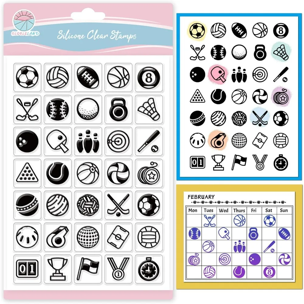 Sports Balls Clear Stamps for Card Making Basketball Stamp Football Volleyball Golf Transparent Stamps Seal for DIY Album Decor view 2