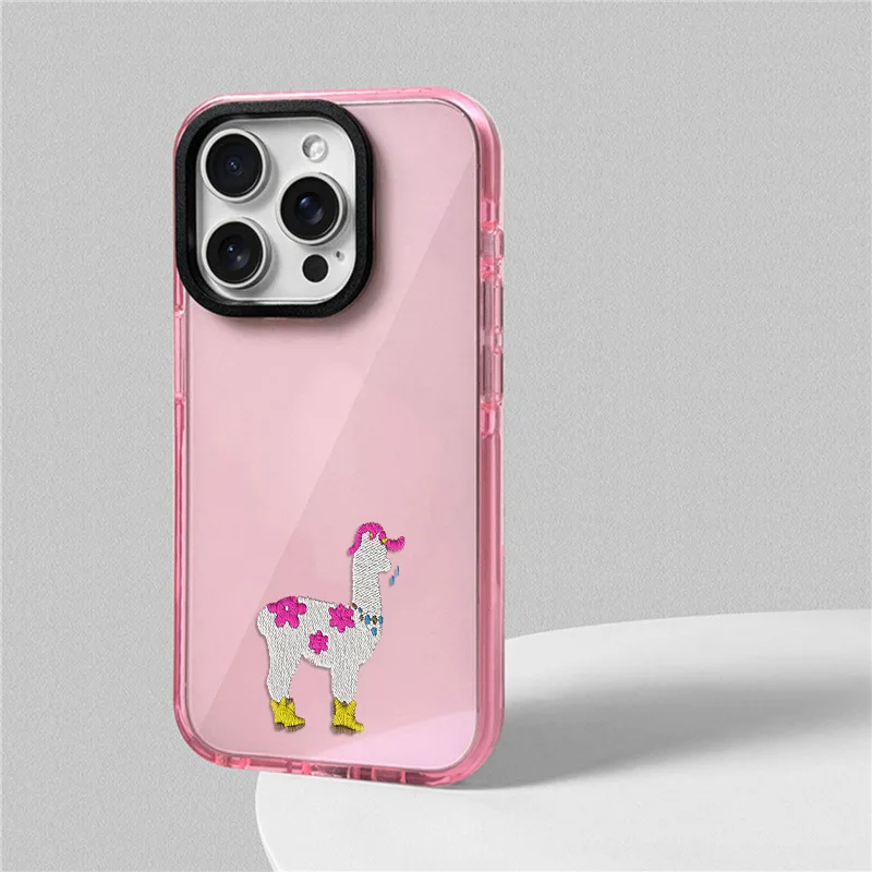 Knitting Alpaca Phone Case For iphone 17 16 15 14 13 12 11 Pro Max Plus Air Soft TPU Shockproof Back Cover