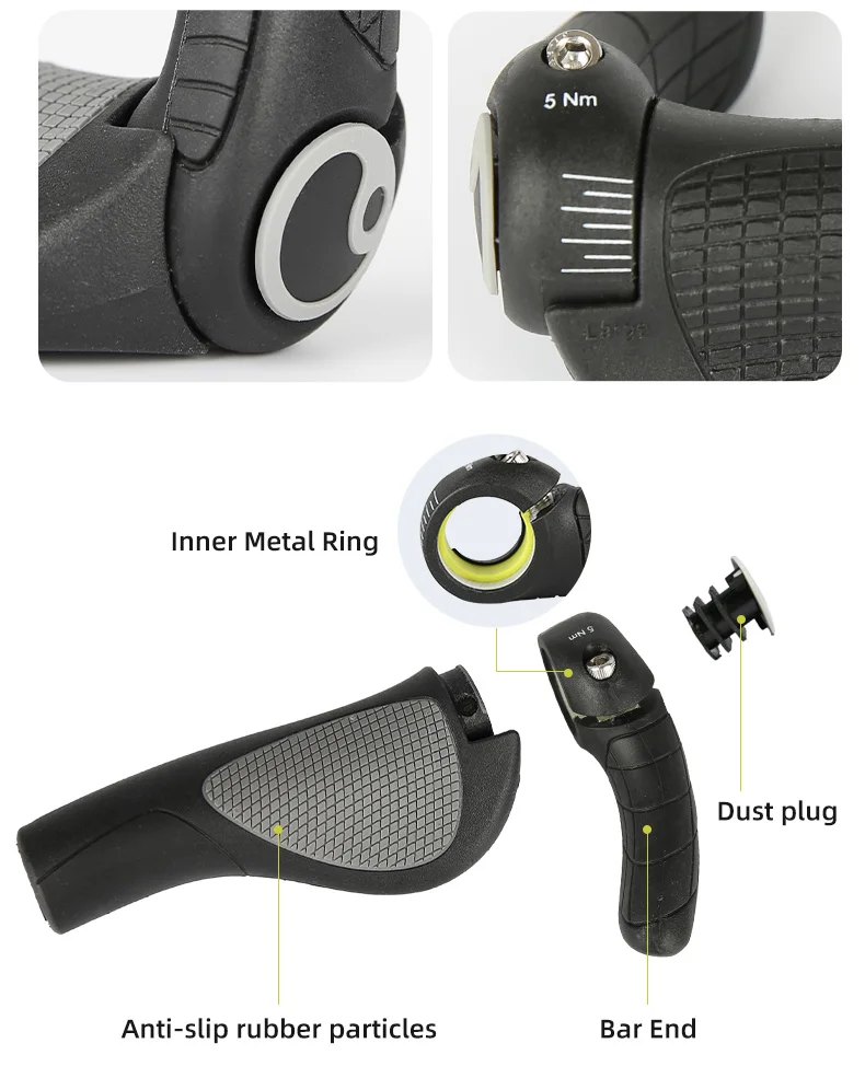 ERGON Fahrradgriffe aus Gummi, MTB-Griffe mit Klemmhalterung, Ergonomisch, Rutschfest, Stoßdämpfend, Lock-On-Enden, Mountainbike-Griffe – Detail 13