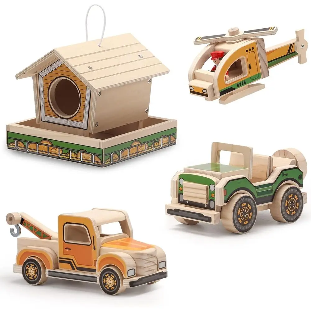 Kit de Carpintería STEM 4 en 1 para Niños: Proyectos de Manualidades con Múltiples Combinaciones