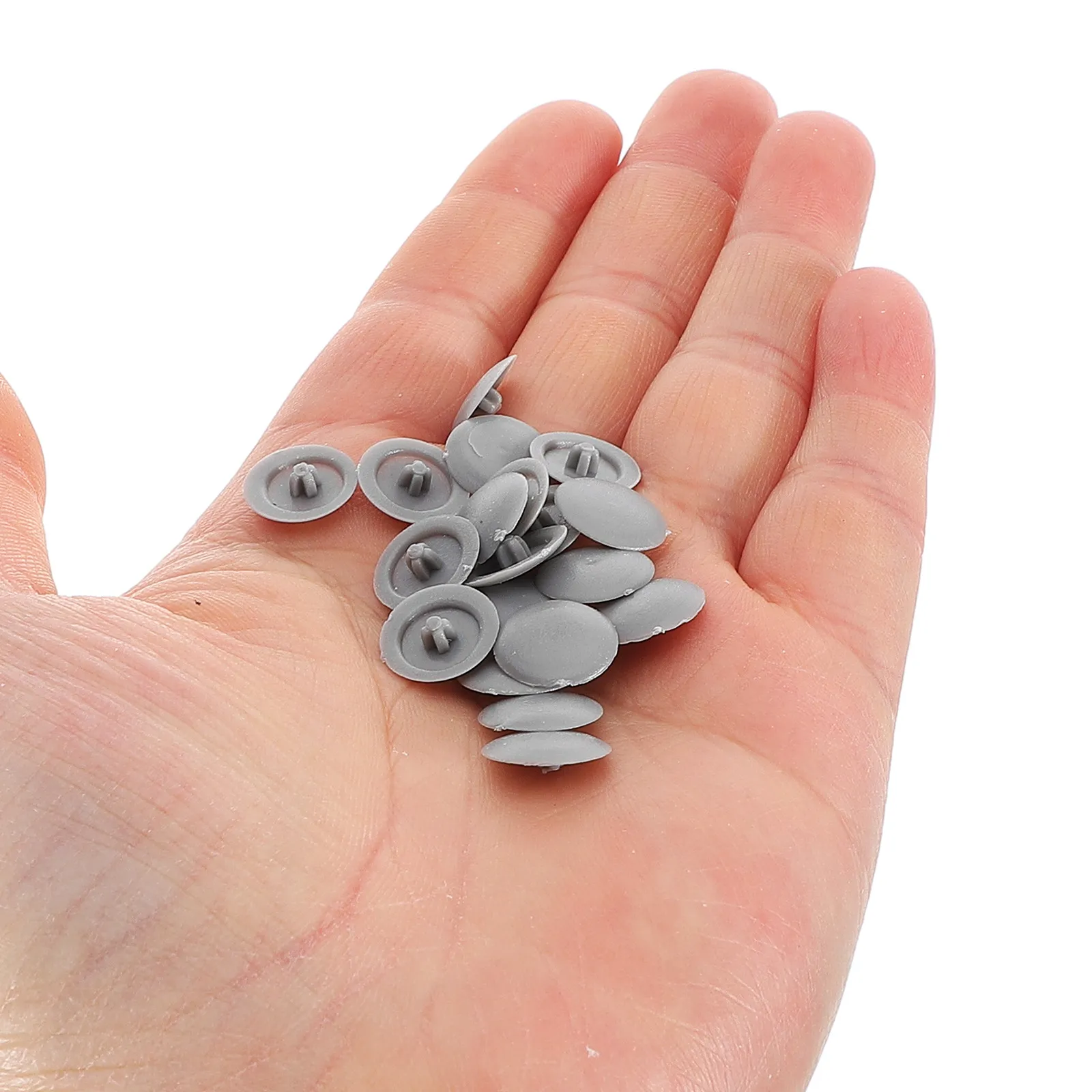 500Pcs Decorative Plastic Screw Caps Flip Top Snap Covers for Furniture Cabinets Bookcases Gray Self-Adhesive Screw Protection view 4