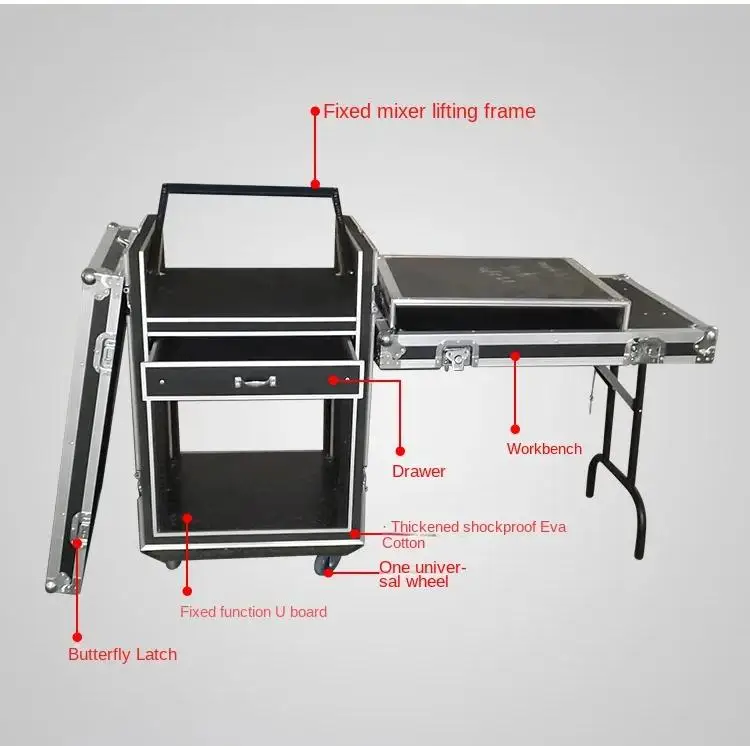 Durable  Accessories Side Rack Workstation  Parts Rack With Side Tables Rack Amp Road Shock Mount Case