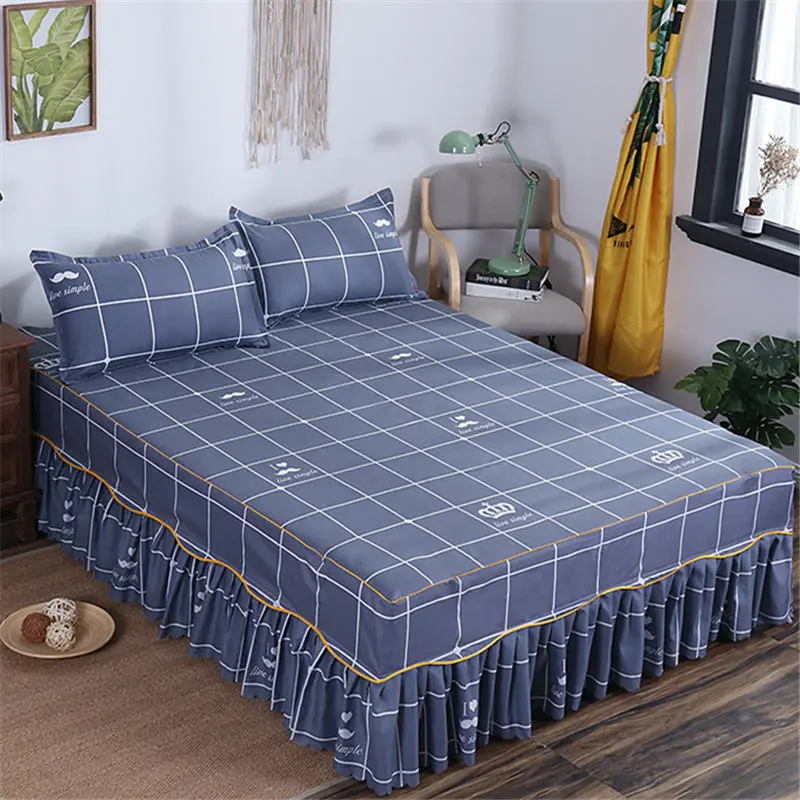 Bed Skirt Set Thicken Quilted Bedspread King Queen Size Princess Lace Bed Skirt Pure Cotton Bed Cover with Pillowcase