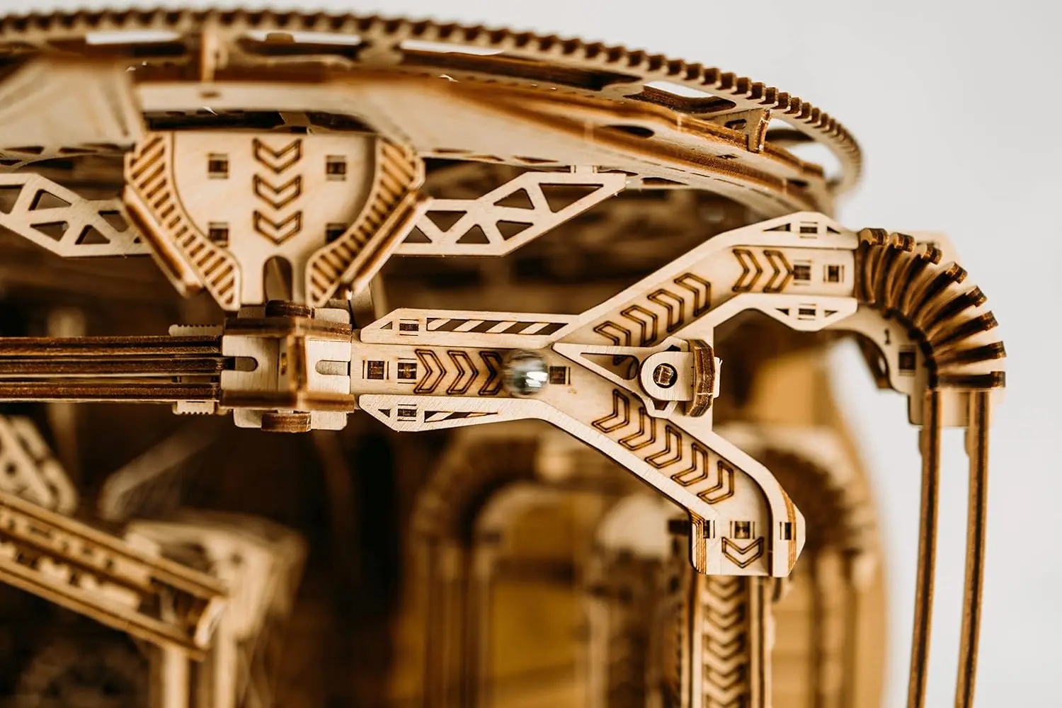 木製マーブルラン電動 - 大人と子供向けの組み立て式3D木製パズル - 15x14インチ - ジェットコースター木製モデルK