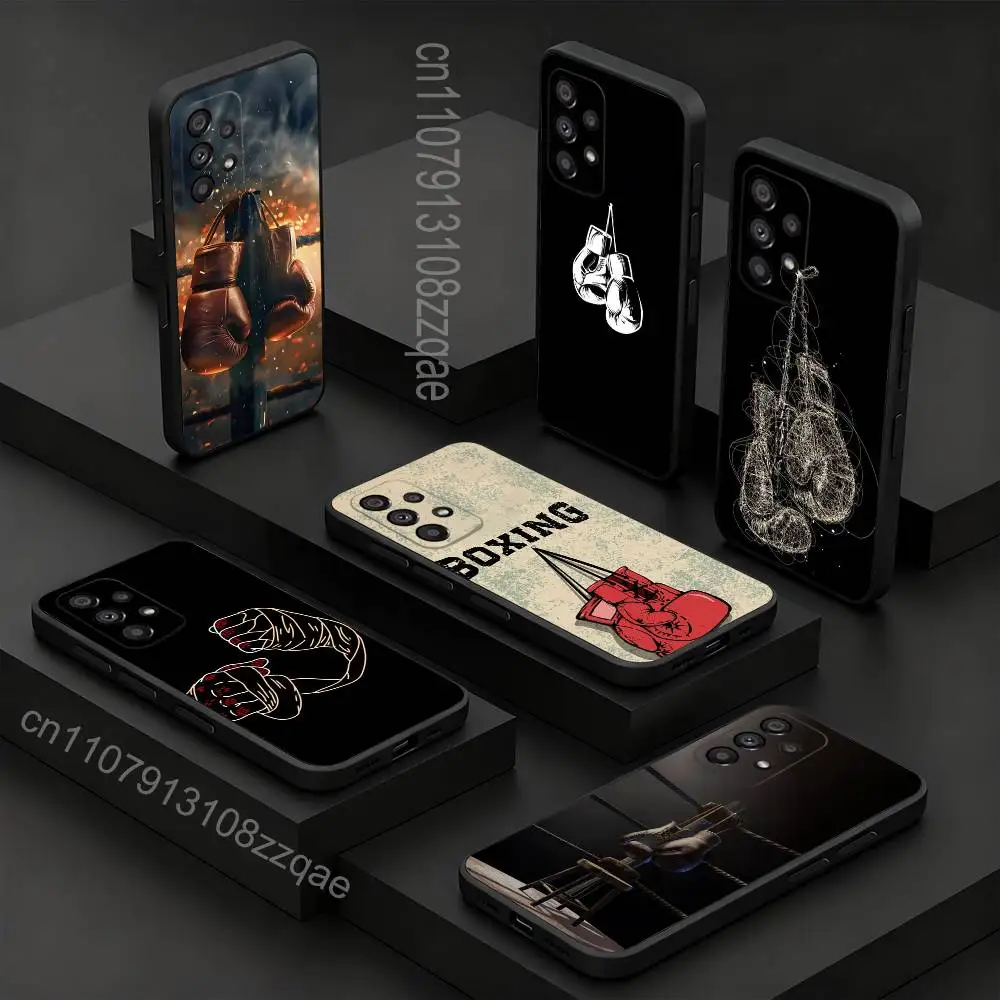Boxing Gloves Cool For Samsung S 26,25,24,23,22,30,21,10,9,Ultra,Plus,Lite,FE,4,5G Black Soft Case Phone Case