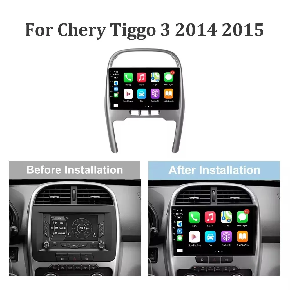 Android 14 Car Radio For Chery Tiggo 3 2009 2010 2011 2012 2013 Navigation GPS Multimedia Video Player Stereo WIFI Carplay Auto