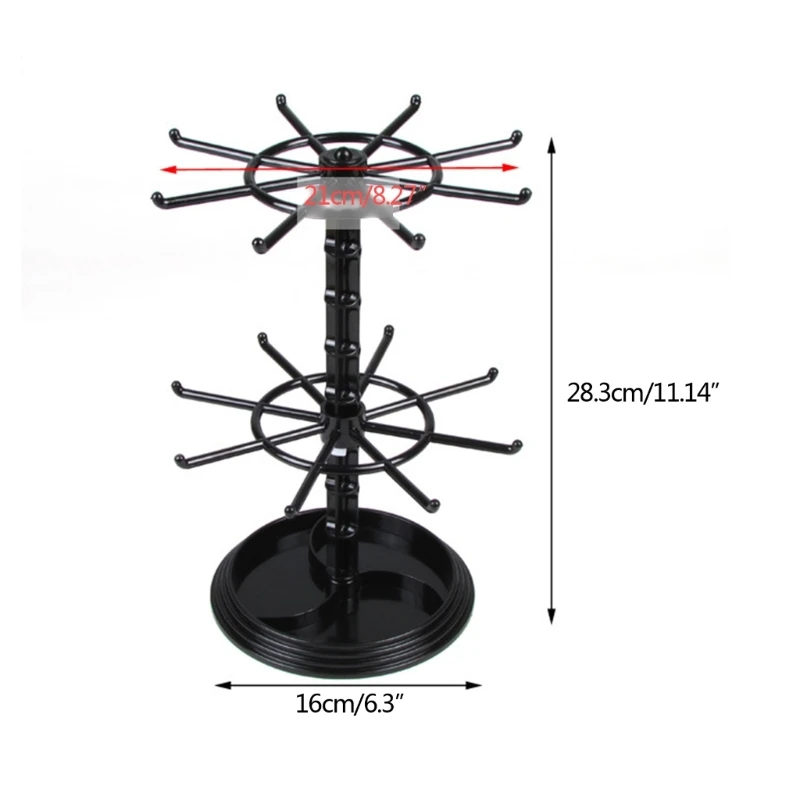 2 Tire Necklace Keychain Shelf Trinkets and Pendants Display Storage Rack Countertop Acrylic Rotating Jewelry Rack