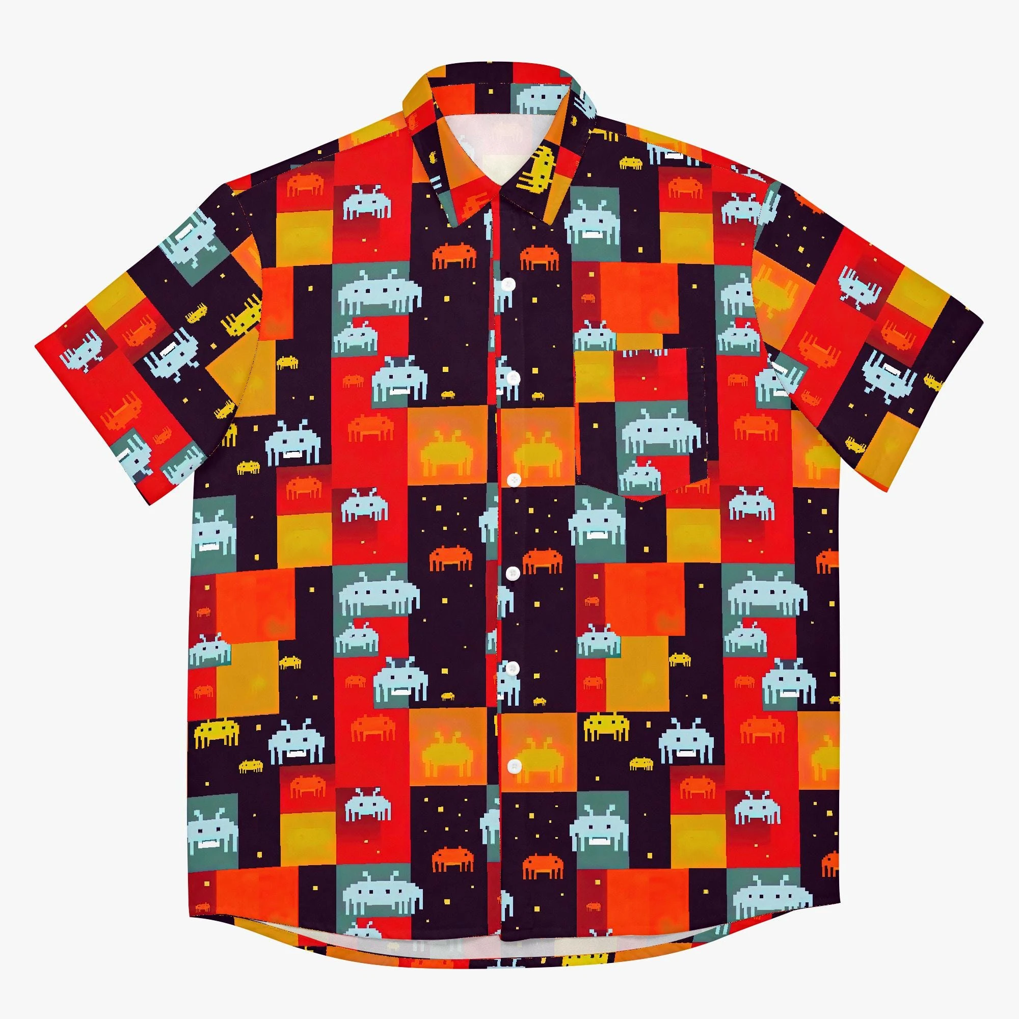 วิดีโอเกมวินเทจเสื้อฮาวายผู้ชายเสื้อผ้า 3D พิมพ์ GamePad เสื้อแขนสั้นเกม Streetwear เสื้อปุ่มเสื้อ