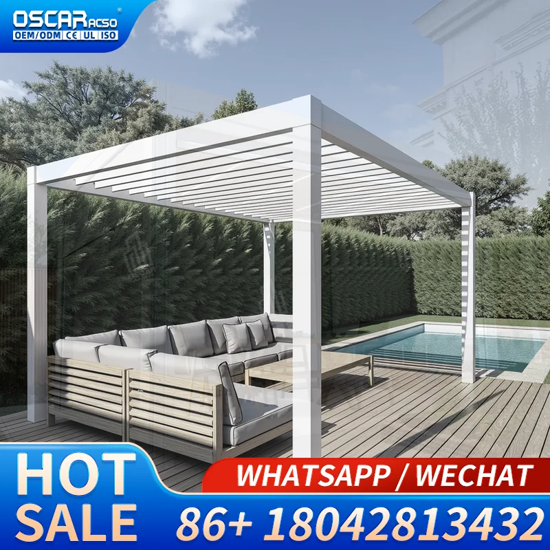 3x3 3x4 4x3 4x4 4x5 4x6 6x3 6x4 6x5 6x6m Outdoor Aluminum Shade Structure Patio Shelter for Garden Backyard Poolside Pergola