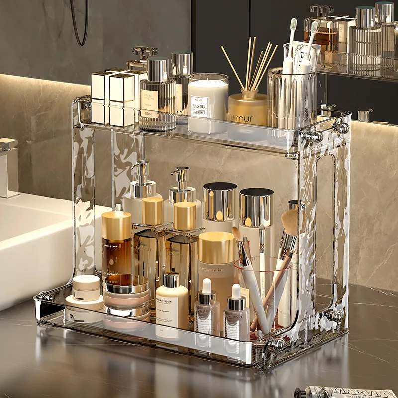 Household bathroom shelf Glacier pattern toilet washstand Multifunctional cosmetics storage rack Desktop storage