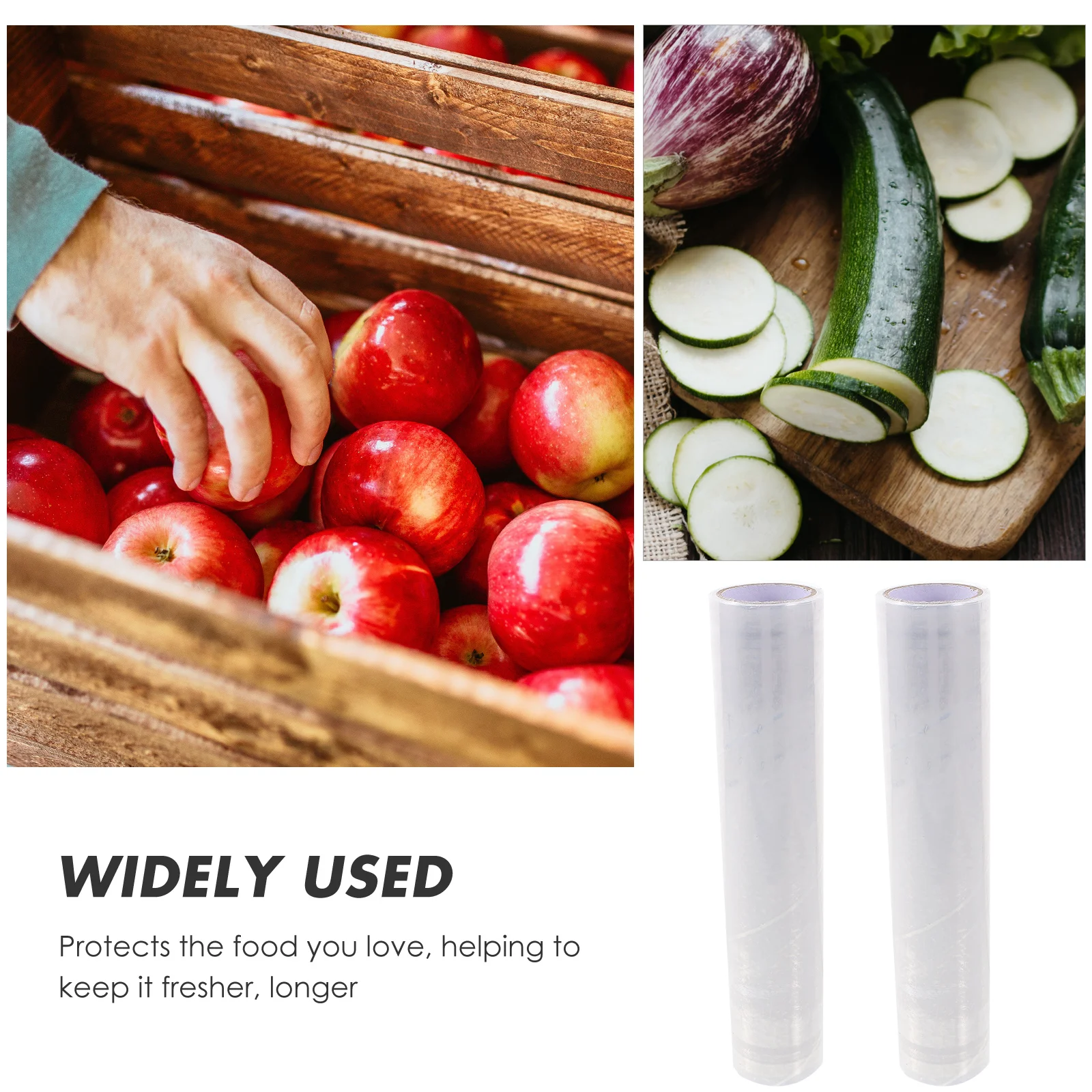 

2pcs 2 Rolls 25Cmx45 Pe Food Cling Wrap Clear Disposable Film With Cutter Fresh Save Wrap For Kitchen Restaurant Storage