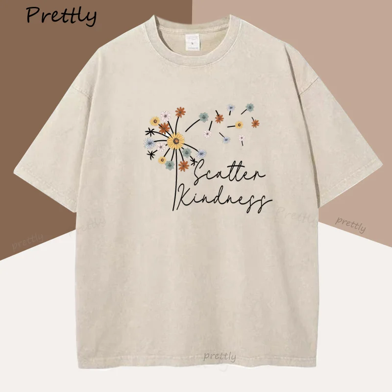 Be King Dandelion T Shirt Woman Coton Oversized Summer Wysokiej jakości koszulka z kwiatami Streetwear Harajuku Style Clothes