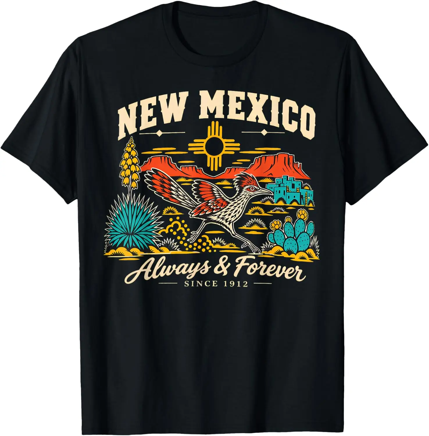 New Mexico Always & Forever Since 1912 Vintage T-Shirt Breathable, Stylish Pure Cotton Short-Sleeve Top—Suitable For All-Season Styling.