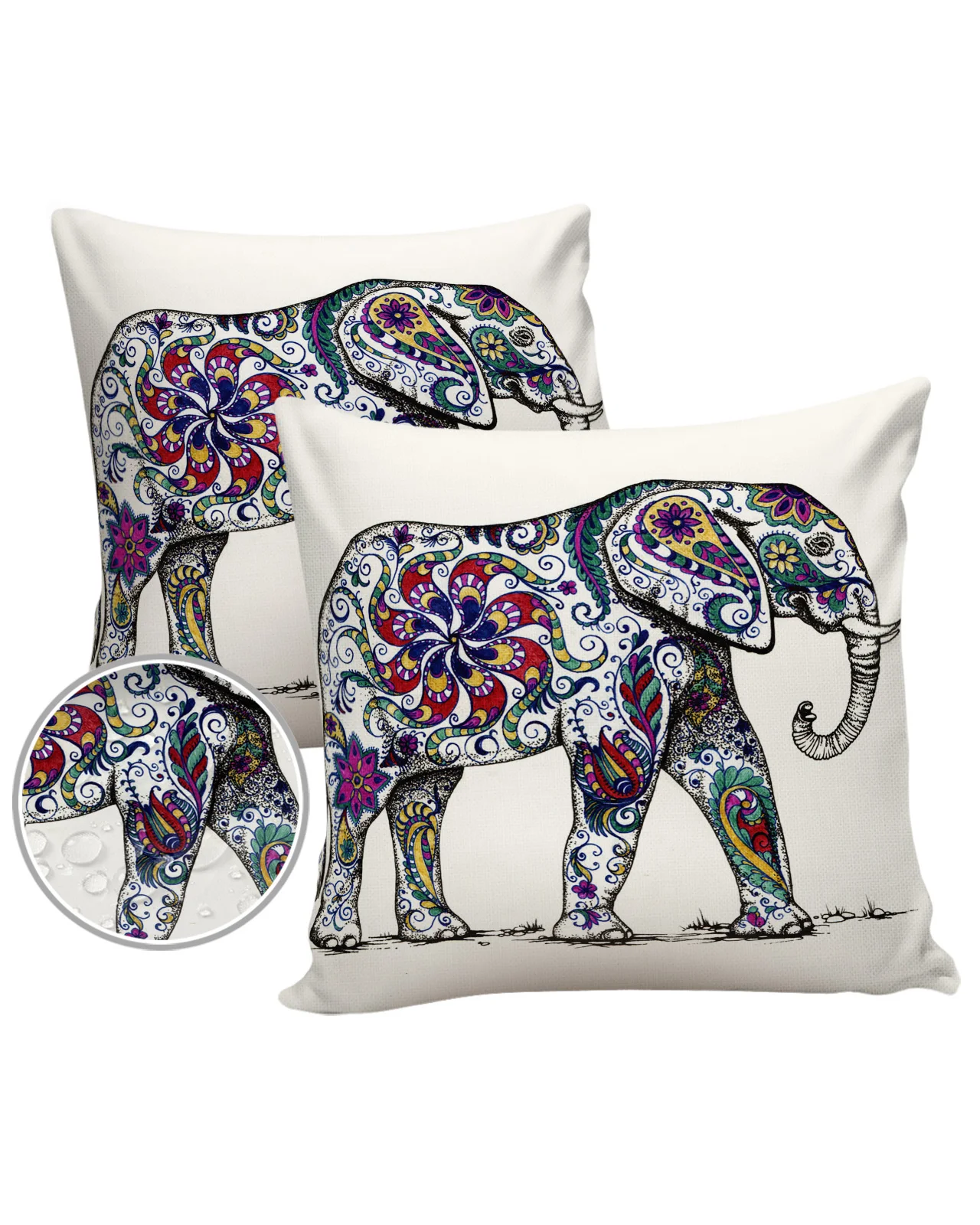 2/4pcs Pillowcase Set Elephant Pattern Ivory Stout Animal Luxury Cushion Case Home Decoration Sofa Waterproof Pillowcase