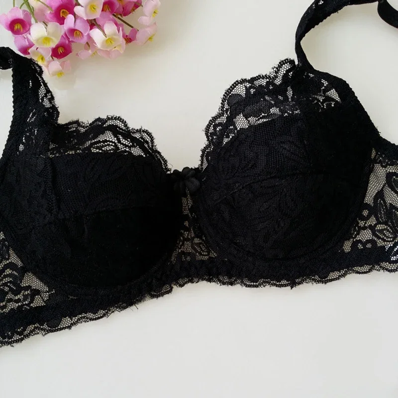 2024 New Sexy Women Lace Bras Unlined Full Cup Ultra Thin Thick Breathable Female Plus Size Lingerie Push Up Underwear