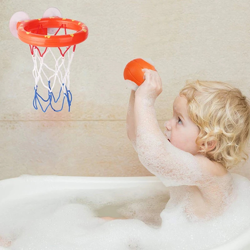 Zabawa zabawki do kąpieli dla niemowląt na dziecięcy strój do koszykówki Hoop Balls zestaw do zabawy wanna strzelanka zestaw do gry w piłkę łazienka Slam Dunk gra dla malucha