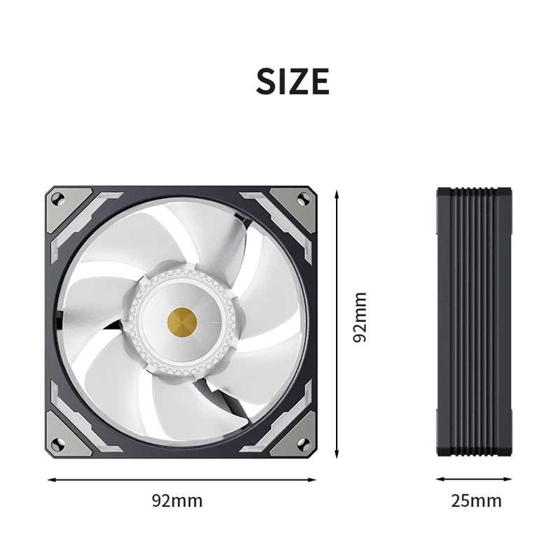 TEUCER 9cm ARGB Cooling Fan 800-2200RPM PWM Quiet Fan for ITX Case and CPU Cooler