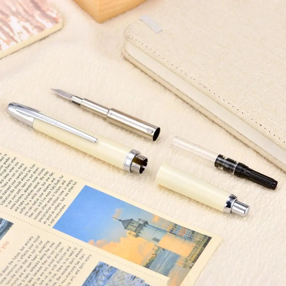 Stylish Retractable Press Fountain Pen EF/F Nib with Clip Ink Converter Pen Smooth Writing Plastic Pen Stationery Item