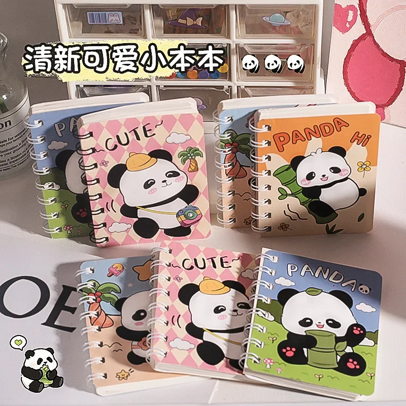 4Pcs Wholesale Creative Cartoon Cute Panda Coil Book A7 Rollover Mini Student Reward Pocket Book Stationery