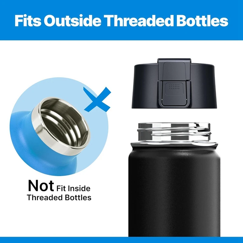 Auto Flip Replacement Lid For Hydroflask 12 16 18 20 32 40 64Oz Wide Mouth Bottles, Replacement Lid Cap With Button Lock