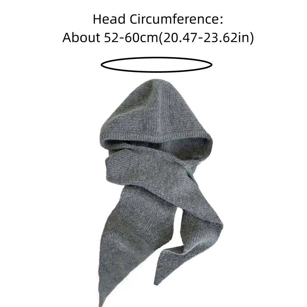 Вязаная шапка с капюшоном из акриловых волокон, мягкая защита ушей, шейный воротник, шапочки, утолщенная однотонная зимняя шейная шапка, женская шапка
