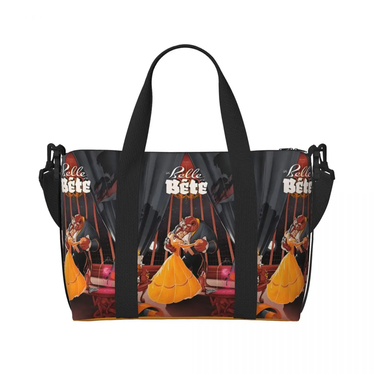 

Custom Large Beauty and the Beast Tote Bag for Women Musical Romantic Fantasy Film Shoulder Shopping Gym Beach Travel Bag