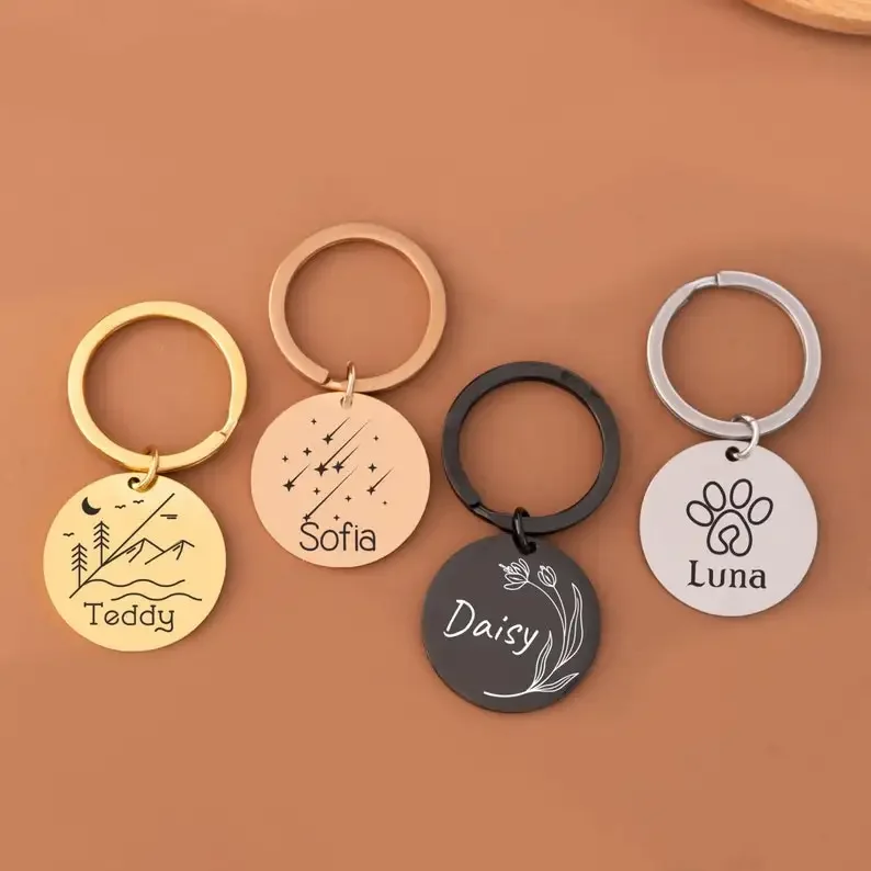 Customized Anti-Loss Pet ID Tag for Dogs & Cats, Personalized Collar Keyring with Engraved Name & Number, Unique Gift Idea 2025