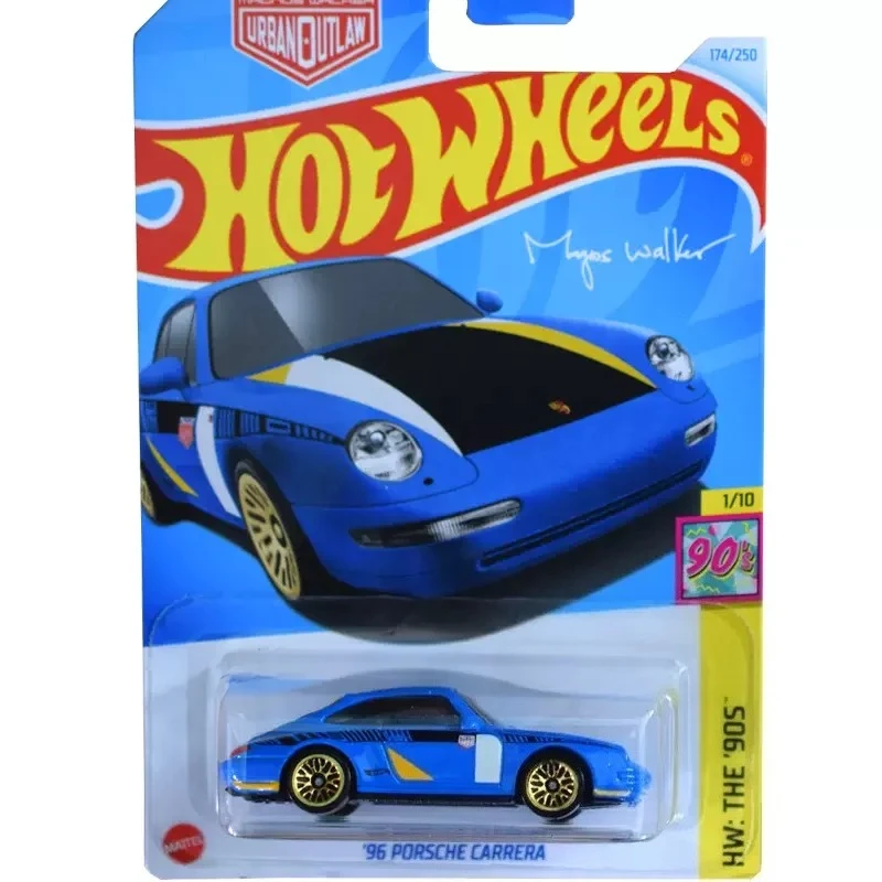 Hot Wheels Original 1/64, Modelo Metálico de los 90, Porsche Carrera Azul '96, Réplica de Vehículo, Número 174, Juguetes para Regalo