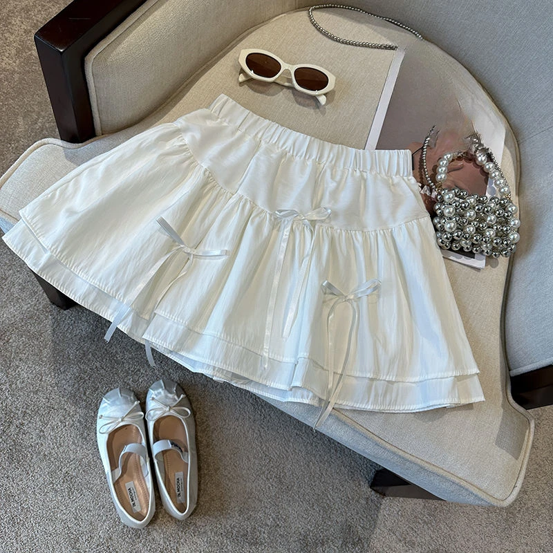 Mini Rokken Vrouwen Boog Bandage Ruches Stretch Hoge Taille Sexy Zoete Lente Zomer Mode Rok Vrouwelijke Casual