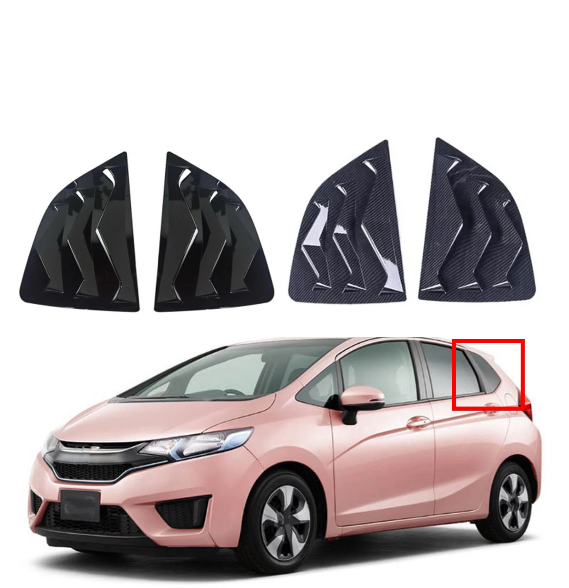 

For Honda Jazz Fit 2014 2015 2016 2017-2019 Car Rear Louver Window Side Shutter Cover Trim Sticker Vent Scoop ABS Carbon Fiber