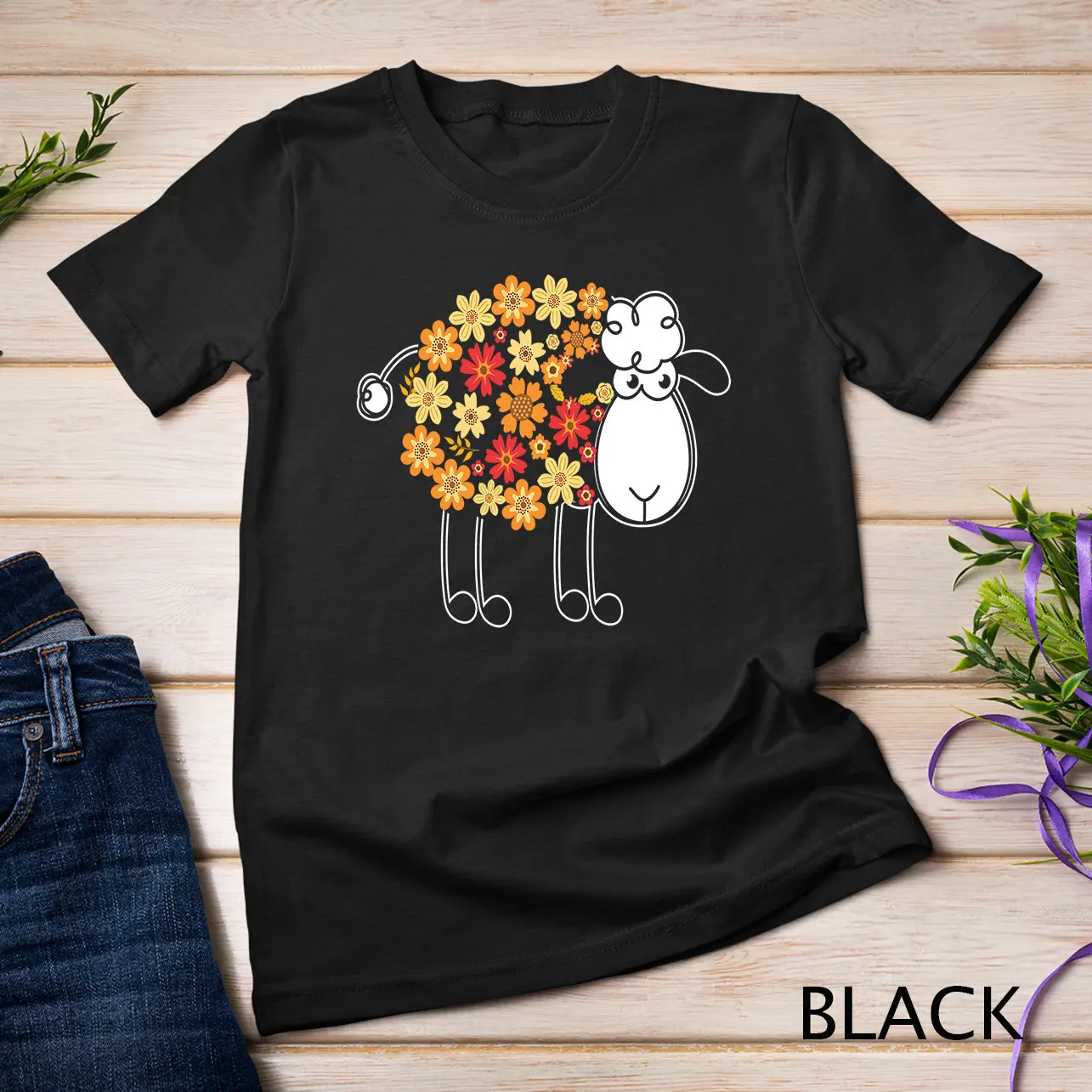 Funny Flower Sheep Design Farming Lovers T Shirt Sweat