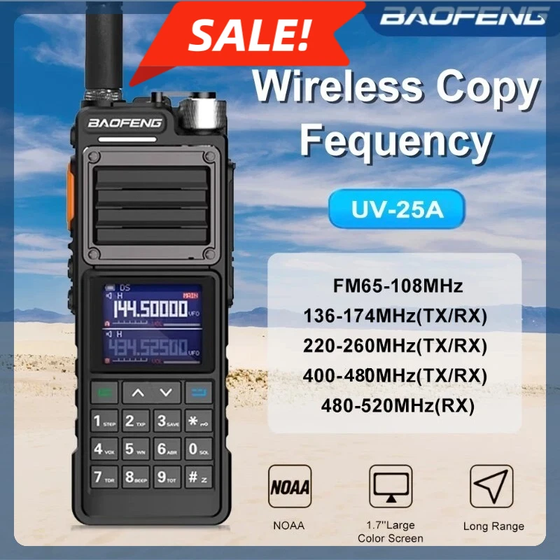 Baofeng UV-25 Tri Band Power Walkie Talkie Long Range Ham 2 Way Radio with Cable 10W 7.4V/2800mAh type-C