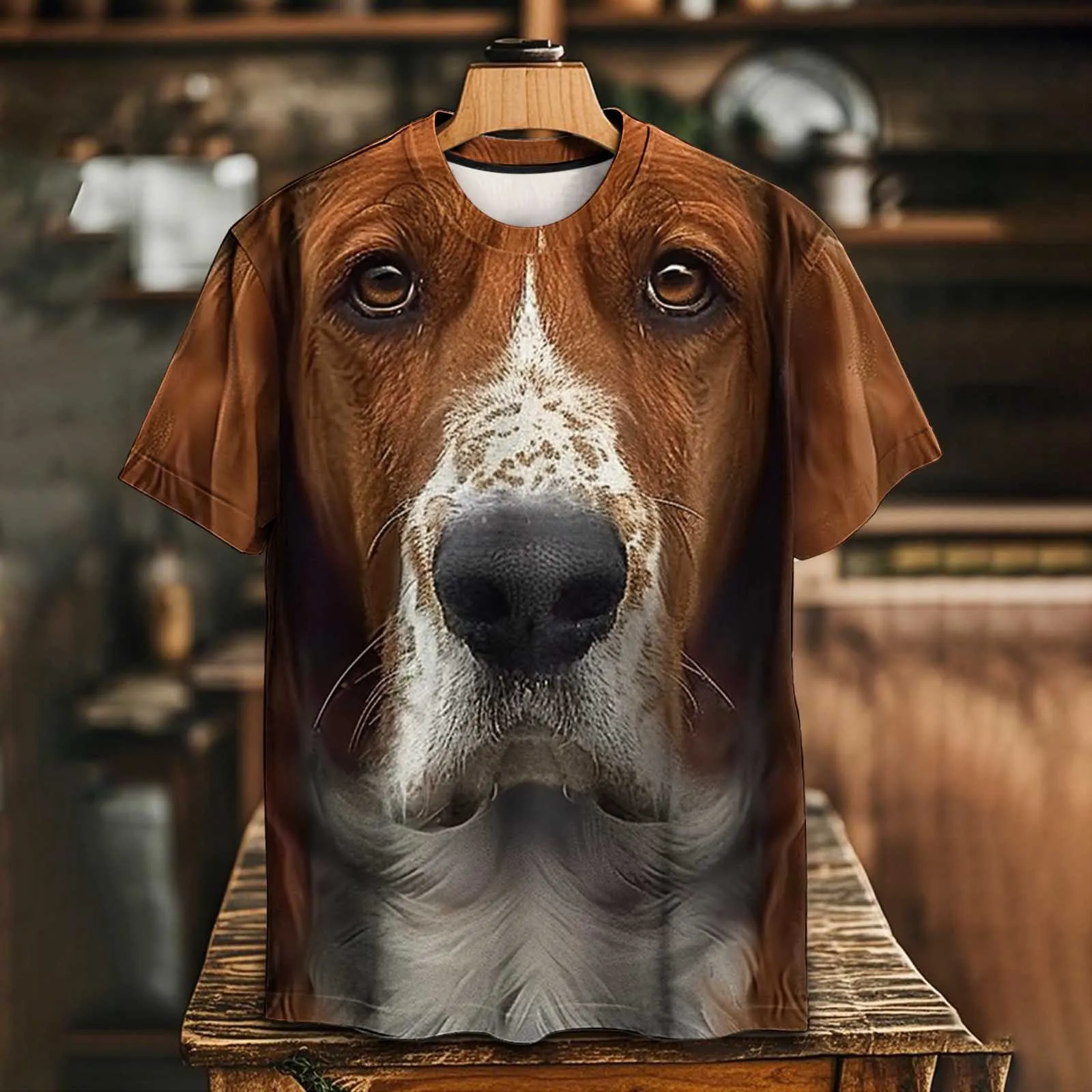 ثلاثية الأبعاد الحيوان الكلاب طباعة تي شيرت رجالي لطيف جرو الوجه نمط قصيرة الأكمام تيز فضفاضة مستديرة الرقبة التصميم الإبداعي مضحك الذكور الملابس