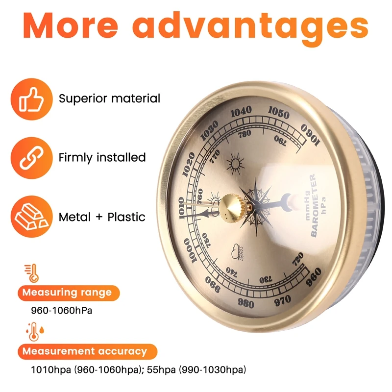 70 มม.บรรยากาศบ้านบารอมิเตอร์เครื่องมือพยากรณ์อากาศ Aneroid บารอมิเตอร์เครื่องวัดความดันแก๊ส