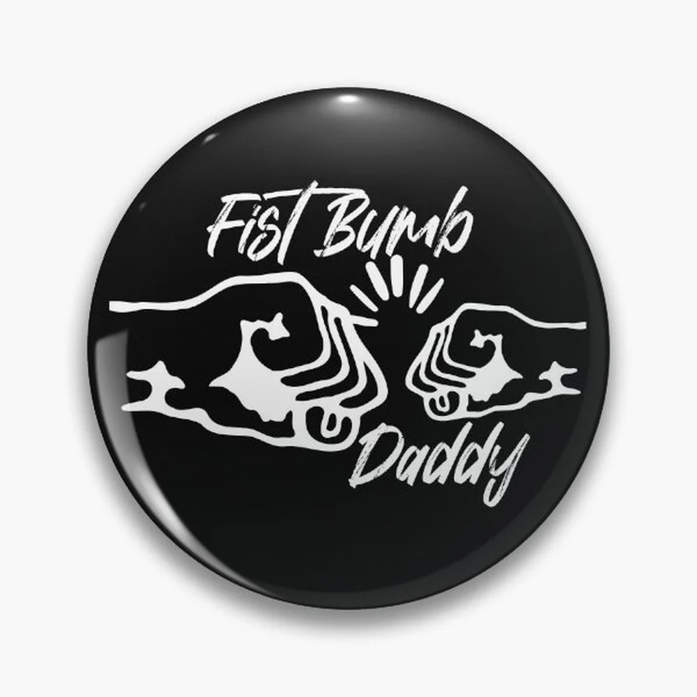 Fist Bumb Daddy matching father and son Pin Holographic Star Heart Pin Brooches Laminated Button Fashion Accessory