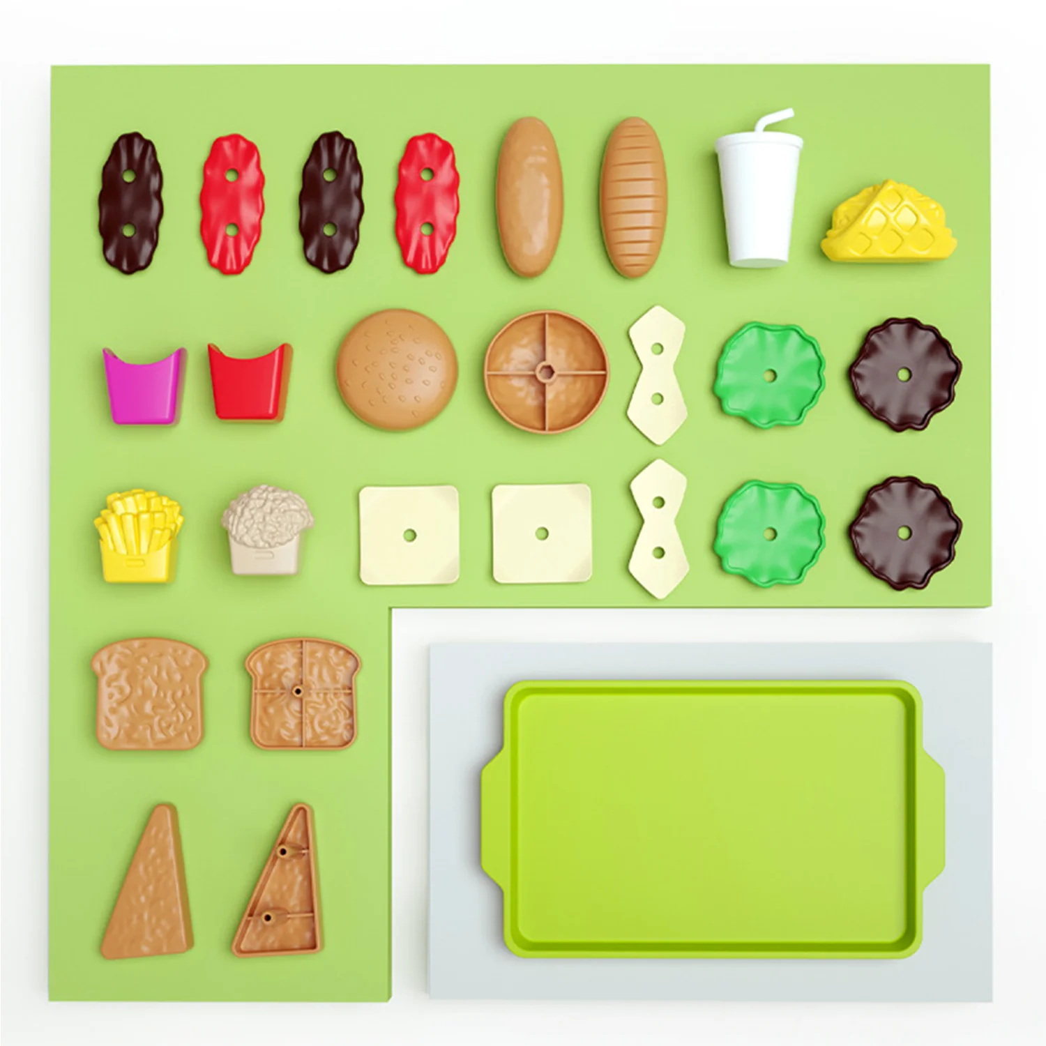 مجموعة من الهامبرغر البلاستيكي القابل للفصل للأطفال ، مجموعة من 9 أجزاء