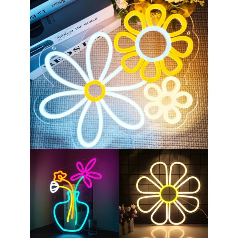 Flower Vase Neon Signs Art LED Lights For Wall Decor Potting Room Decoration For Kid's Bedroom Party Night Club Bar Lamp